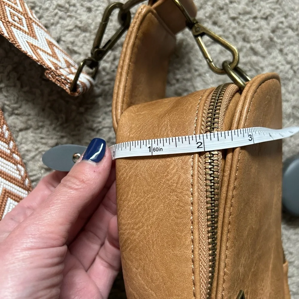 Pink Lily Tan Crossbody Bag